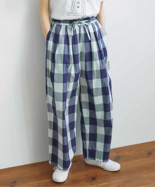 PAR ICI（パーリッシィ）の「【WEB別注カラー】江戸炊きブロックチェック イージーパンツ（その他パンツ・レディース・ブルー/ネイビー/グリーン/サックスブルー/ピンク・FREE）」の5枚目の写真