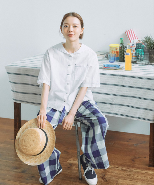 PAR ICI（パーリッシィ）の「【WEB別注カラー】江戸炊きブロックチェック イージーパンツ（その他パンツ・レディース・ブルー/ネイビー/グリーン/サックスブルー/ピンク・FREE）」の15枚目の写真