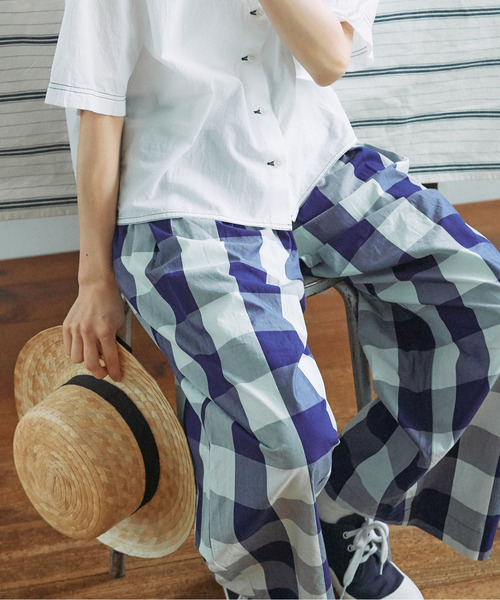 PAR ICI（パーリッシィ）の「【WEB別注カラー】江戸炊きブロックチェック イージーパンツ（その他パンツ・レディース・ブルー/ネイビー/グリーン/サックスブルー/ピンク・FREE）」の17枚目の写真