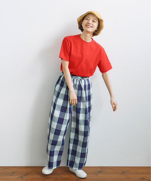 PAR ICI（パーリッシィ）の「【WEB別注カラー】江戸炊きブロックチェック イージーパンツ（その他パンツ・レディース・ブルー/ネイビー/グリーン/サックスブルー/ピンク・FREE）」の18枚目の写真
