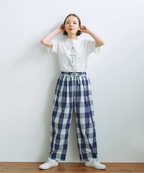 PAR ICI（パーリッシィ）の「【WEB別注カラー】江戸炊きブロックチェック イージーパンツ（その他パンツ・レディース・ブルー/ネイビー/グリーン/サックスブルー/ピンク・FREE）」の12枚目の写真