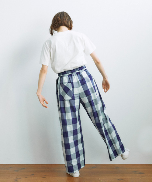 PAR ICI（パーリッシィ）の「【WEB別注カラー】江戸炊きブロックチェック イージーパンツ（その他パンツ・レディース・ブルー/ネイビー/グリーン/サックスブルー/ピンク・FREE）」の14枚目の写真