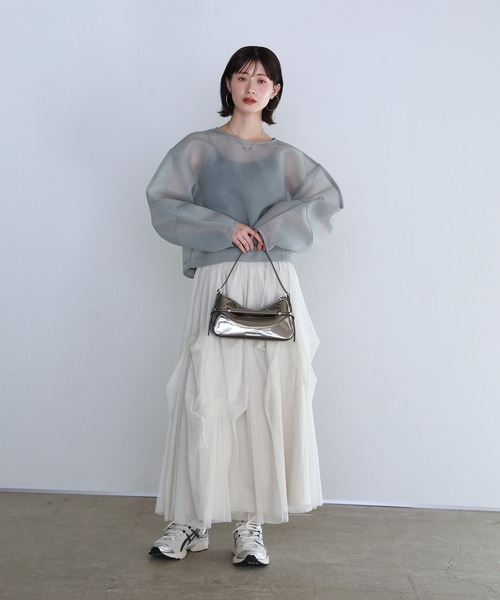 shetila(シェティラ)の「360度美シルエット。チュールタックレイヤードスカート(スカート・レディース・ブラック/ベージュ/アイボリー/グレー・F/FREE)」の6枚目の写真