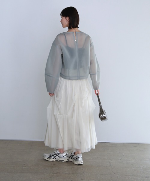 shetila(シェティラ)の「360度美シルエット。チュールタックレイヤードスカート(スカート・レディース・ブラック/ベージュ/アイボリー/グレー・F/FREE)」の7枚目の写真