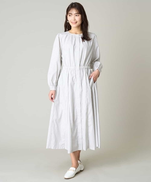 a.v.v(アーヴェヴェ)の「【洗える】ストライプゴアードシャツワンピース(ワンピース・レディース・アイボリー/ブルー・34/38/36/42/40)」の9枚目の写真