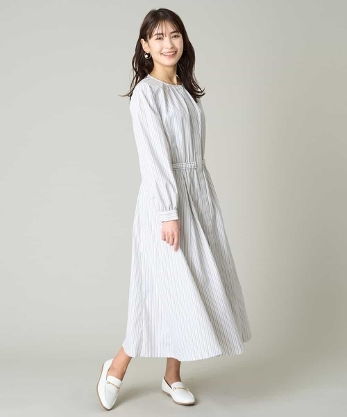 a.v.v(アーヴェヴェ)の「【洗える】ストライプゴアードシャツワンピース(ワンピース・レディース・アイボリー/ブルー・34/38/36/42/40)」の10枚目の写真