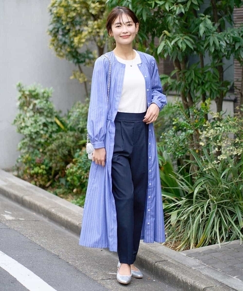 a.v.v(アーヴェヴェ)の「【洗える】ストライプゴアードシャツワンピース(ワンピース・レディース・アイボリー/ブルー・34/38/36/42/40)」の19枚目の写真