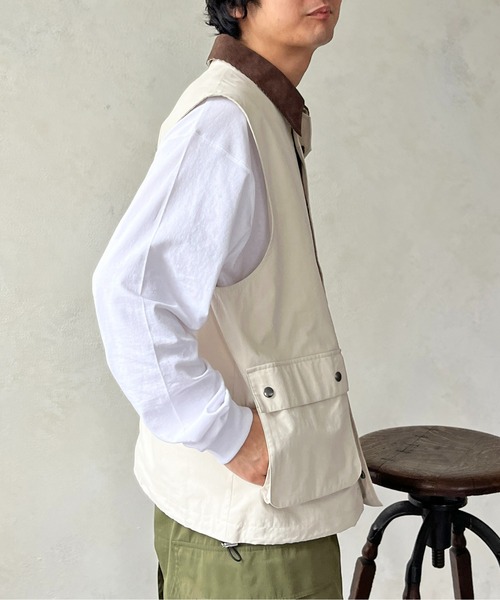 CPCM(シーピーシーエム)の「綿ナイロンハンティングベスト(ベスト・メンズ・アイボリー/カーキ/ブラック・MEDIUM/LARGE)」の5枚目の写真