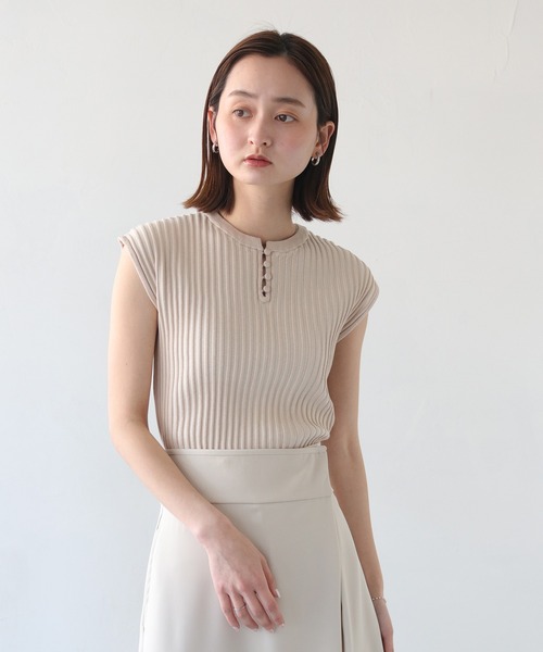 CLEIO(クレイオ)の「【CLEIO】二重臼フレンチスリーブサマーニット/DOUBLE MILL FRENCH SLEEVE KNIT/986-11647(ニット/セーター・レディース・テラコッタ/ライトグリーン/アイボリー・FREE)」の5枚目の写真