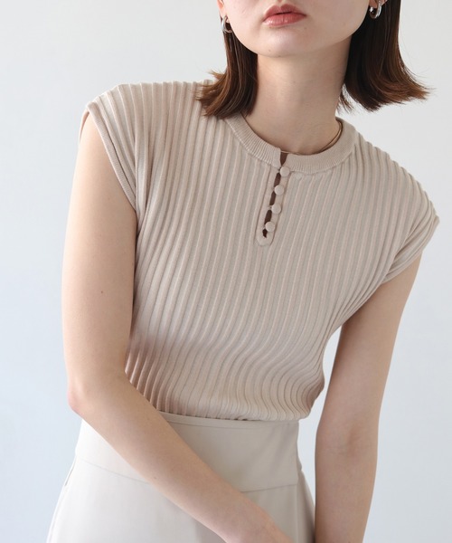 CLEIO(クレイオ)の「【CLEIO】二重臼フレンチスリーブサマーニット/DOUBLE MILL FRENCH SLEEVE KNIT/986-11647(ニット/セーター・レディース・テラコッタ/ライトグリーン/アイボリー・FREE)」の7枚目の写真
