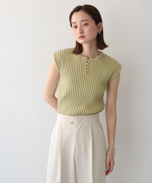 CLEIO(クレイオ)の「【CLEIO】二重臼フレンチスリーブサマーニット/DOUBLE MILL FRENCH SLEEVE KNIT/986-11647(ニット/セーター・レディース・テラコッタ/ライトグリーン/アイボリー・FREE)」の20枚目の写真