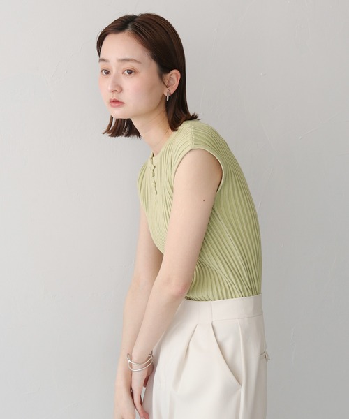 CLEIO(クレイオ)の「【CLEIO】二重臼フレンチスリーブサマーニット/DOUBLE MILL FRENCH SLEEVE KNIT/986-11647(ニット/セーター・レディース・テラコッタ/ライトグリーン/アイボリー・FREE)」の22枚目の写真