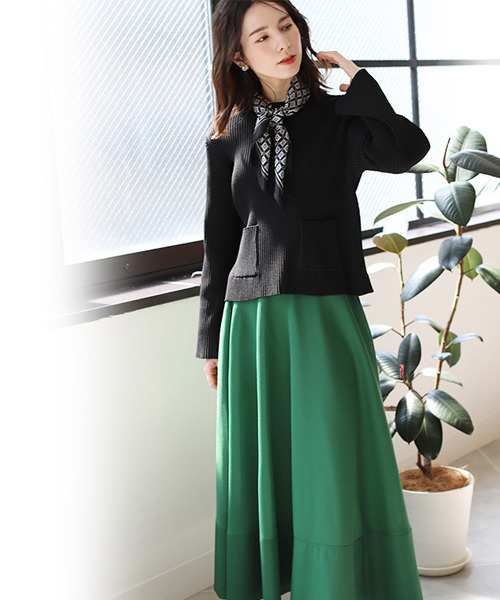 REAL CUBE（リアルキューブ）の「ダンボールニットワイドリブプルオーバー（ニット/セーター・レディース・グレイッシュベージュ/ブラック/ブルー・M）」の9枚目の写真