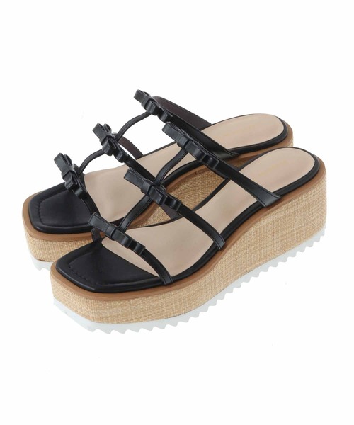 31 Sons de mode（トランテアン　ソン　ドゥ　モード）の「リボンウェッジサンダル（サンダル・レディース・ブラック/シルバー/レッド・S/M/L）」の2枚目の写真