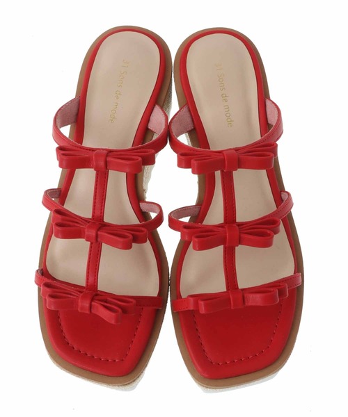 31 Sons de mode（トランテアン　ソン　ドゥ　モード）の「リボンウェッジサンダル（サンダル・レディース・ブラック/シルバー/レッド・S/M/L）」の11枚目の写真