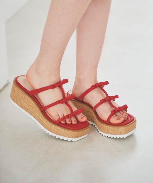 31 Sons de mode（トランテアン　ソン　ドゥ　モード）の「リボンウェッジサンダル（サンダル・レディース・ブラック/シルバー/レッド・S/M/L）」の10枚目の写真