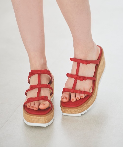 31 Sons de mode（トランテアン　ソン　ドゥ　モード）の「リボンウェッジサンダル（サンダル・レディース・ブラック/シルバー/レッド・S/M/L）」の20枚目の写真