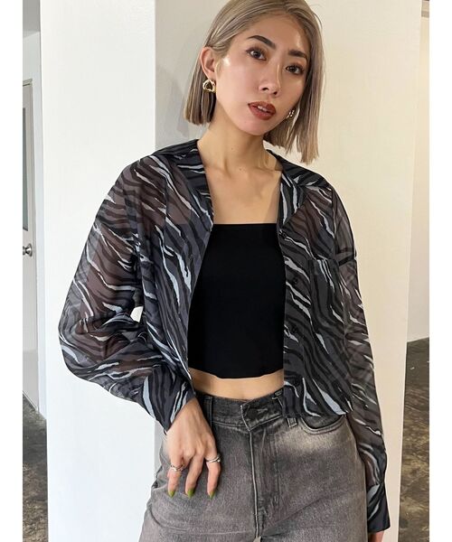 EMODA（エモダ）の「エアリーショートシャツ（シャツ/ブラウス・レディース・グレー/ブラック/その他1/その他・FREE）」の22枚目の写真