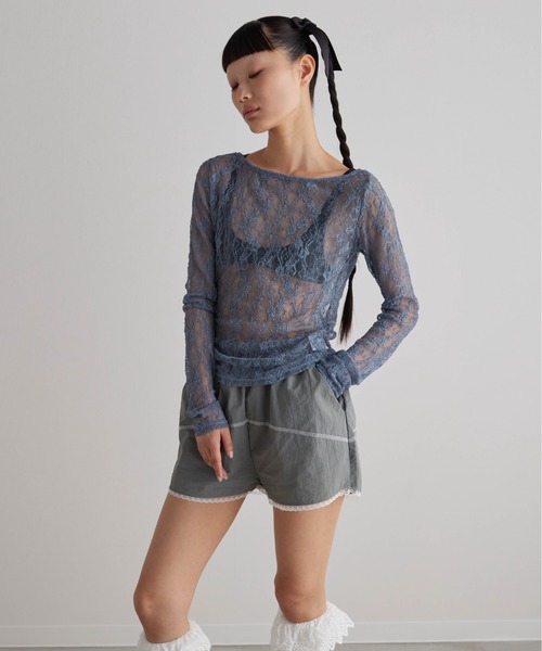 Carmelo（カーメロ）の「ナイロンレースショートパンツ / Track lace short pants（その他パンツ・レディース・ブラック/グレー・FREE）」の22枚目の写真