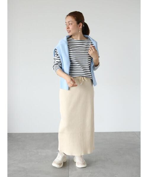 Lugnoncure（ルノンキュール）の「テレコタイトスカート（スカート・レディース・オフホワイト/ブルー/ブラック・F）」の5枚目の写真