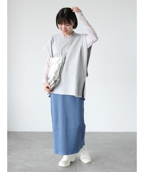 Lugnoncure（ルノンキュール）の「テレコタイトスカート（スカート・レディース・オフホワイト/ブルー/ブラック・F）」の9枚目の写真