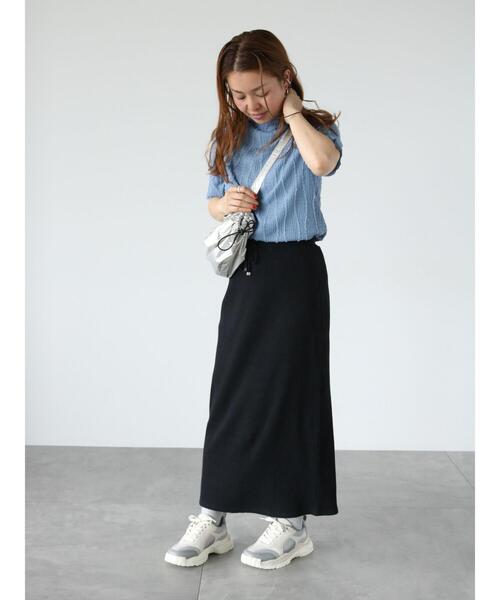 Lugnoncure（ルノンキュール）の「テレコタイトスカート（スカート・レディース・オフホワイト/ブルー/ブラック・F）」の12枚目の写真