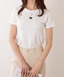 クラウン ワンポイント付 クルーネック 半袖 Tシャツ