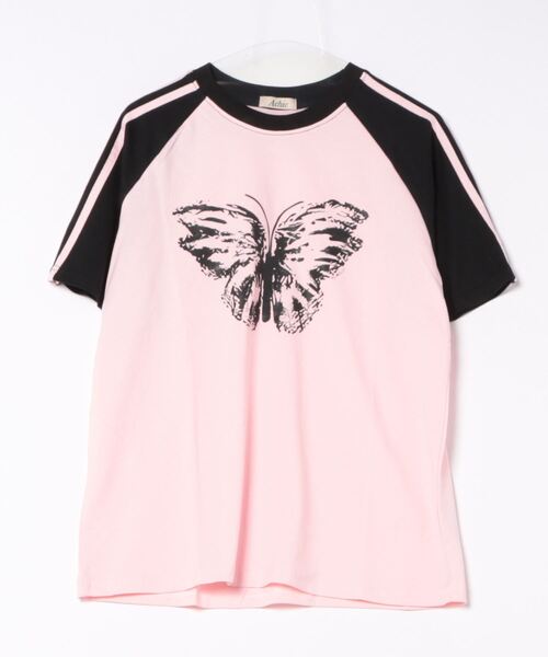 GEMEDA（ジェメダ）の「レトロラグランスリーブTシャツ（Tシャツ/カットソー・レディース・ピンク/ネイビー/ライトブルー・M）」の21枚目の写真