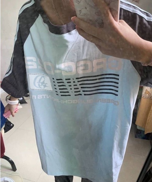 GEMEDA（ジェメダ）の「レトロラグランスリーブTシャツ（Tシャツ/カットソー・レディース・ピンク/ネイビー/ライトブルー・M）」の19枚目の写真