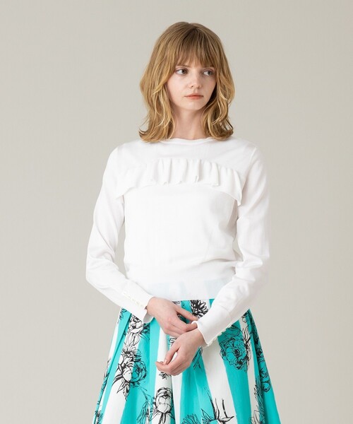 LOULOU WILLOUGHBY（ルルウィルビー）の「【LOULOU WILLOUGHBY】バックフリリー2WAYカーディガン（カーディガン/ボレロ・レディース・オフホワイト/ブルー/ブラック系その他・2）」の7枚目の写真