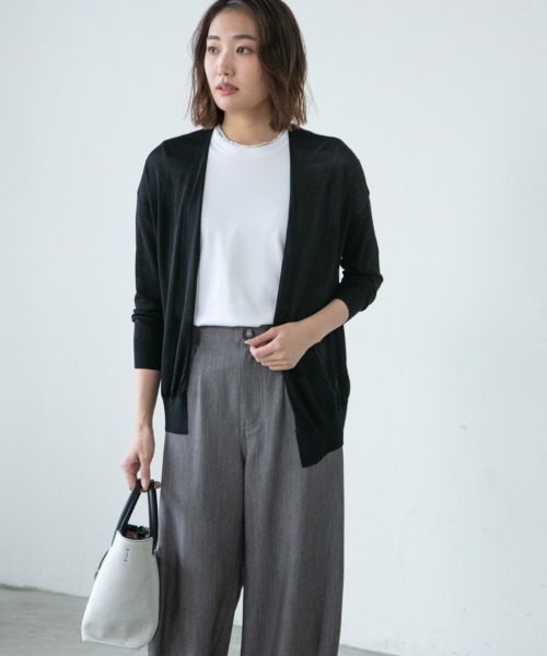 M.deux（エムドゥ）の「〈UV加工トッパーカーデ〉（カーディガン/ボレロ・レディース・ピンク/オフホワイト/ブルー/ブラック・MEDIUM）」の2枚目の写真