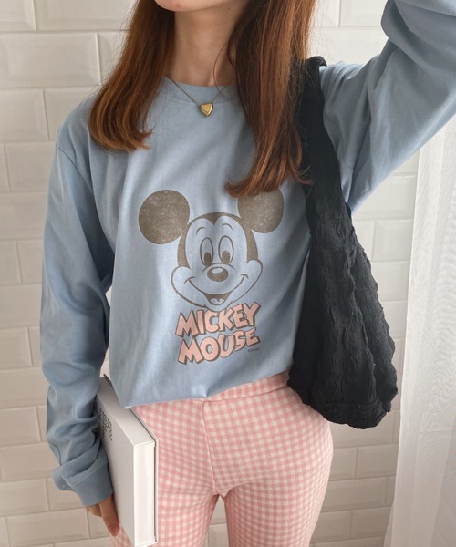 tシャツ CHDYLT220804 BLUE/MICKEYMOUSE/LSTシャツ/FACE(BLUE) レディース CHDYLT220804 BLUE/MICKEYMOUSE/LSTシャツ/FACE(BLUE)（Tシャツ