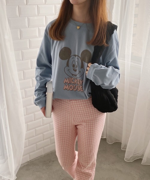 tシャツ CHDYLT220804 BLUE/MICKEYMOUSE/LSTシャツ/FACE(BLUE) レディース CHDYLT220804 BLUE/MICKEYMOUSE/LSTシャツ/FACE(BLUE)（Tシャツ