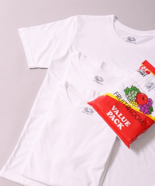 FRUIT OF THE LOOM(フルーツオブザルーム)の「(GA)【FRUIT OF THE LOOM】【パックT】3枚セット ベーシック Tシャツ(Tシャツ/カットソー・メンズ・オフホワイト/ブラック・LARGE/X-LARGE/MEDIUM)」の2枚目の写真