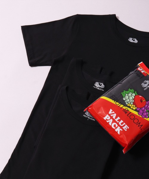 FRUIT OF THE LOOM(フルーツオブザルーム)の「(GA)【FRUIT OF THE LOOM】【パックT】3枚セット ベーシック Tシャツ(Tシャツ/カットソー・メンズ・オフホワイト/ブラック・LARGE/X-LARGE/MEDIUM)」の1枚目の写真