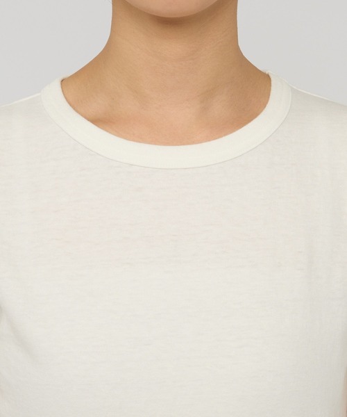 BABYLONE（バビロン）の「コットンリネン天竺Tシャツ（Tシャツ/カットソー・レディース・オフホワイト/ピンク/チャコール・フリー）」の12枚目の写真