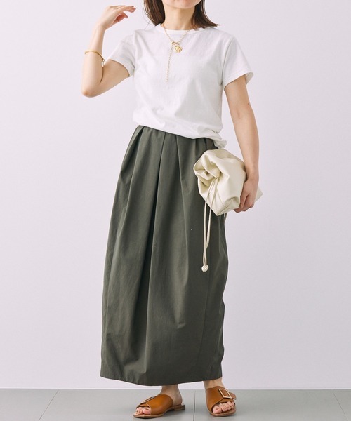 BABYLONE（バビロン）の「コットンリネン天竺Tシャツ（Tシャツ/カットソー・レディース・オフホワイト/ピンク/チャコール・フリー）」の4枚目の写真