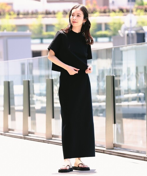 Demi-Luxe BEAMS（デミルクス ビームス）の「Demi-Luxe BEAMS / モックネック ショート Tシャツ（Tシャツ/カットソー・レディース・イエロー系その他5/ブラック/ホワイト・ONE SIZE）」の13枚目の写真