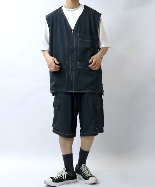 Starting Over(スターティングオーバー)の「stitching cargo shorts/ステッチング カーゴショーツ(カーゴパンツ・メンズ・チャコールグレー/ブラック/カーキ・M/L/XL)」の20枚目の写真