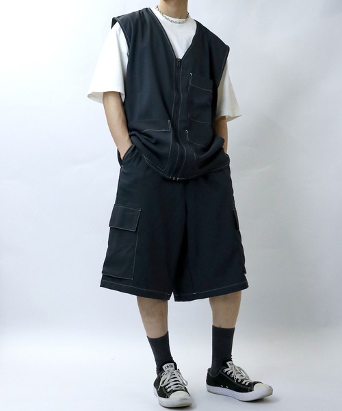 Starting Over(スターティングオーバー)の「stitching cargo shorts/ステッチング カーゴショーツ(カーゴパンツ・メンズ・チャコールグレー/ブラック/カーキ・M/L/XL)」の22枚目の写真