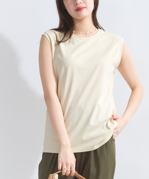 PICCIN(ピッチン)の「【WEB限定】USAコットン×OE天竺スリーブレスプルオーバー(Tシャツ/カットソー・レディース・ブルー/ブラック/アイボリー・M)」の2枚目の写真