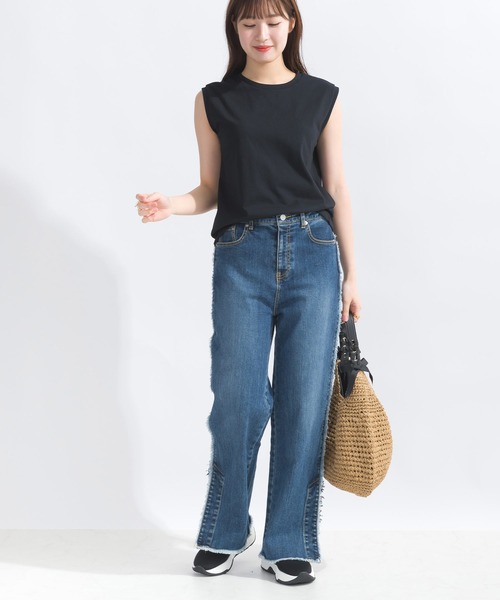 PICCIN(ピッチン)の「【WEB限定】USAコットン×OE天竺スリーブレスプルオーバー(Tシャツ/カットソー・レディース・ブルー/ブラック/アイボリー・M)」の16枚目の写真