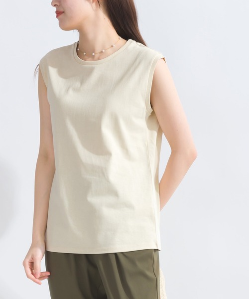 PICCIN(ピッチン)の「【WEB限定】USAコットン×OE天竺スリーブレスプルオーバー(Tシャツ/カットソー・レディース・ブルー/ブラック/アイボリー・M)」の5枚目の写真