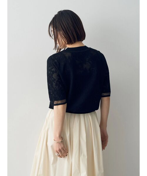 YECCA VECCA(イェッカヴェッカ)の「レース柄シアーニット(ニット/セーター・レディース・ブラック/オフホワイト/イエロー・FREE)」の12枚目の写真