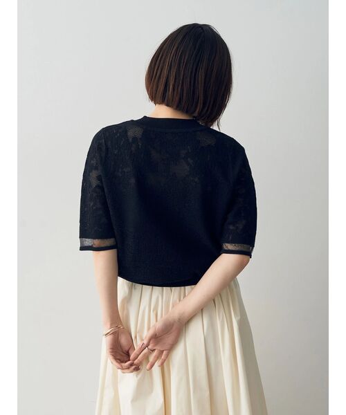 YECCA VECCA(イェッカヴェッカ)の「レース柄シアーニット(ニット/セーター・レディース・ブラック/オフホワイト/イエロー・FREE)」の13枚目の写真