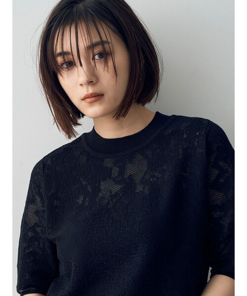 YECCA VECCA(イェッカヴェッカ)の「レース柄シアーニット(ニット/セーター・レディース・ブラック/オフホワイト/イエロー・FREE)」の14枚目の写真