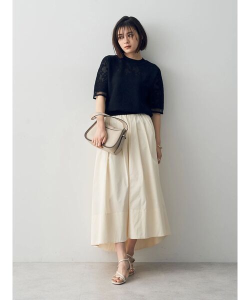 YECCA VECCA(イェッカヴェッカ)の「レース柄シアーニット(ニット/セーター・レディース・ブラック/オフホワイト/イエロー・FREE)」の15枚目の写真
