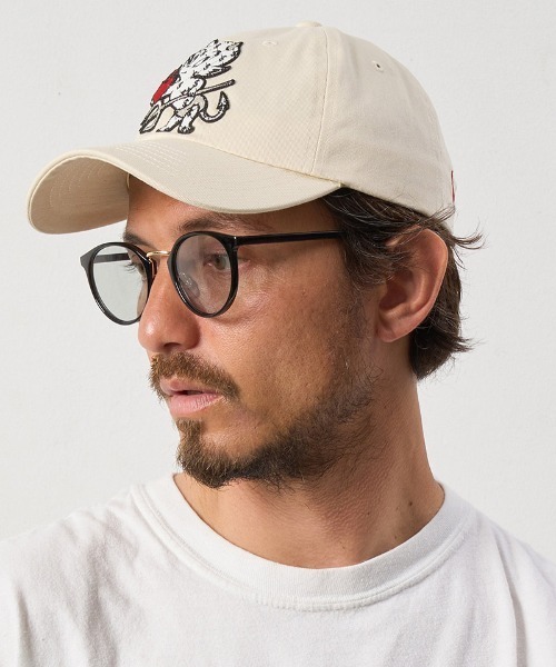 STUD MUFFIN(スタッドマフィン)の「mko12030-コットンツイル BABYLパッチ&カギ編み クロス コットン ローキャップ(キャップ・メンズ・チャコールグレー/オフホワイト・FREE)」の3枚目の写真