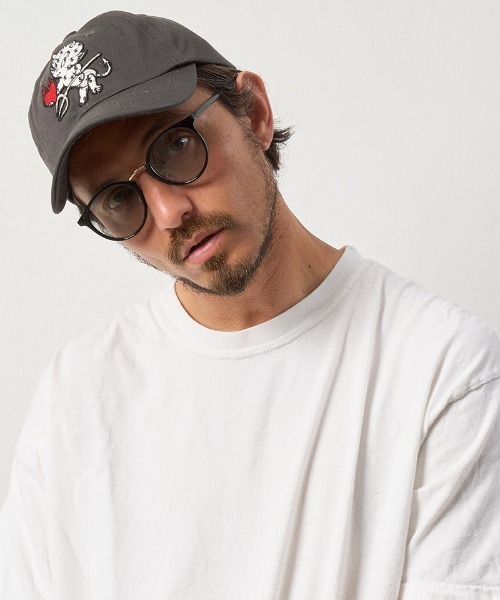 STUD MUFFIN(スタッドマフィン)の「mko12030-コットンツイル BABYLパッチ&カギ編み クロス コットン ローキャップ(キャップ・メンズ・チャコールグレー/オフホワイト・FREE)」の11枚目の写真