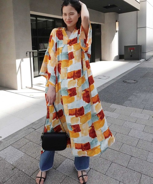 CORNERS（コーナーズ）の「ペイント柄オーバーサイズシャツワンピース（シャツワンピース・レディース・オレンジ・L/M）」の6枚目の写真